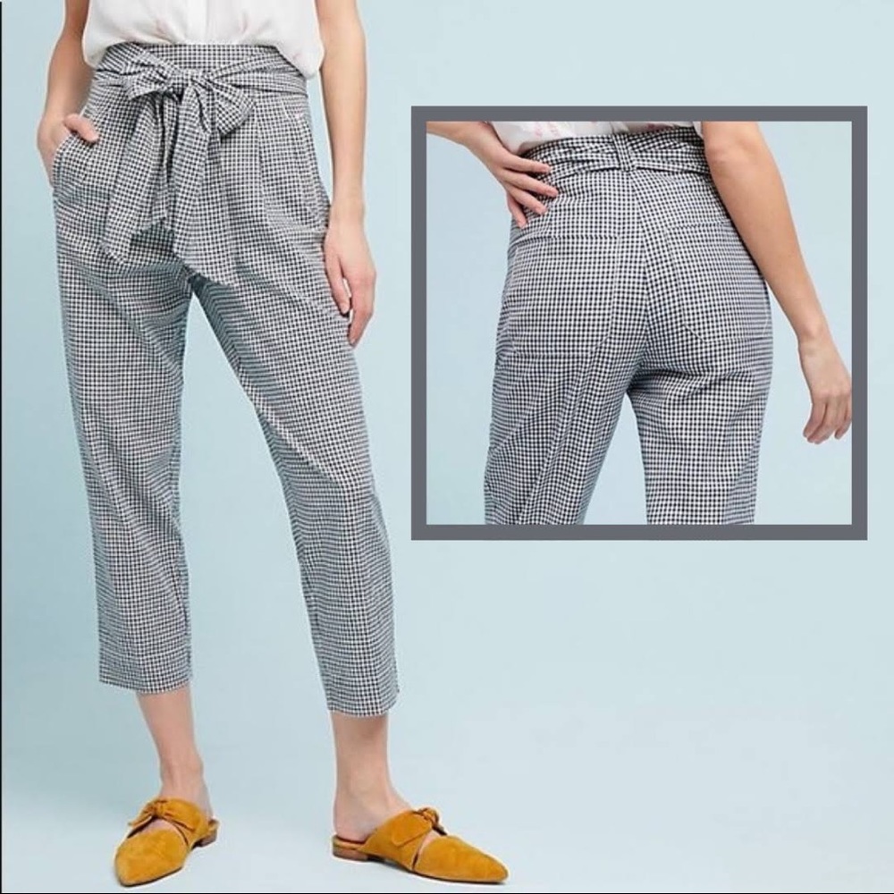Anthropologie Cartonnier brand cotton/linen blend gingham pant size 0